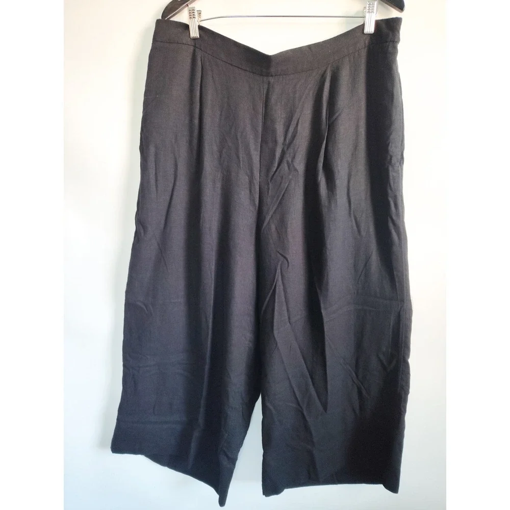 New‎ Banana Republic Pants XL Linen Blend Wide Leg Cropped Flowy Black Cruise